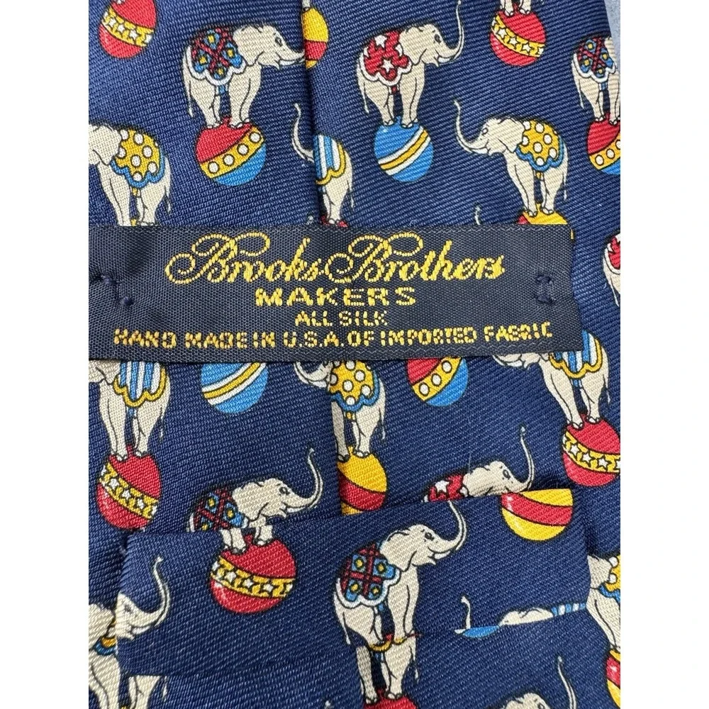 Brooks‎ Brothers Makers Silk Necktie Circus Elephant Print Novelty USA Made